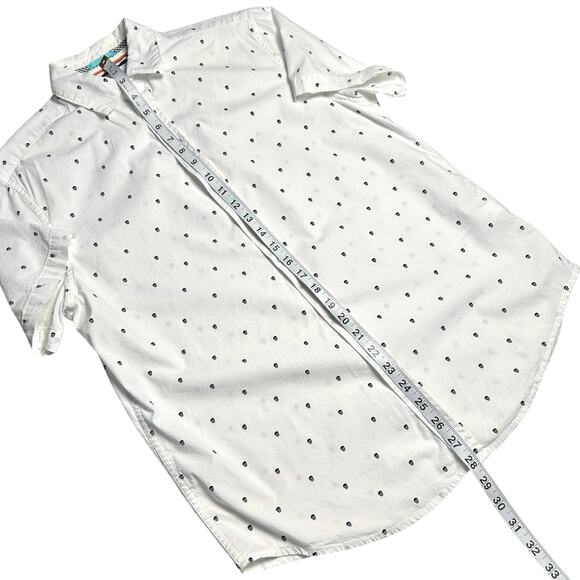 Cactus Man | Men | Skull Print White Casual Halloween Button Up Shirt | Medium - Picture 6 of 9